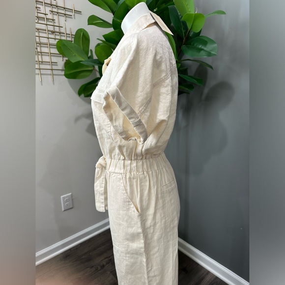 New New Universal Thread Short Sleeve Linen Boilersuit Cream size 4 - Picture 4 of 10
